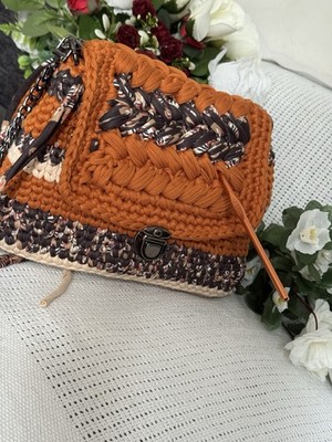 Handgehäkelte tragbare Tasche stilvolle Schulter/Handtasche (Handy, Ladegerät & Essentials