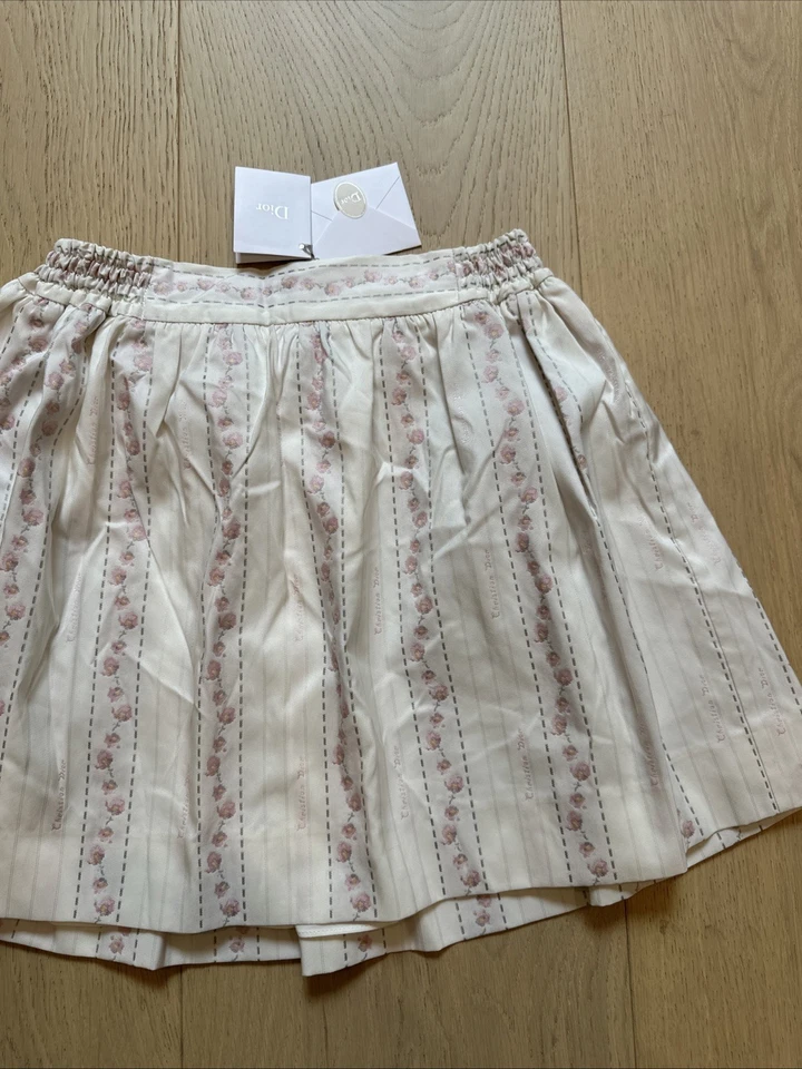 全新带标签 100% 正品 Christian Dior 儿童女孩迷你裙 - 10 码 - 象牙色和粉红色 — 第 2/4 张图片