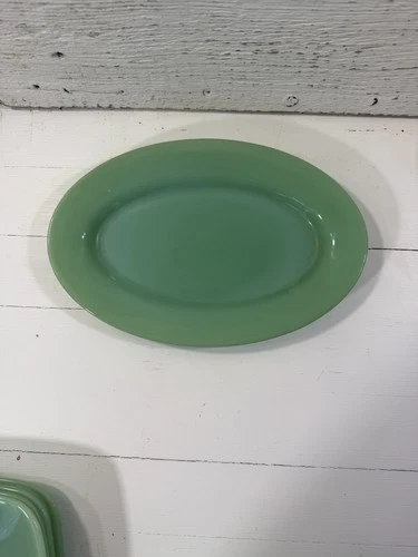 Vintage Oval Jadeite Fire King Plate 9 1/2" X 6 1/4"
