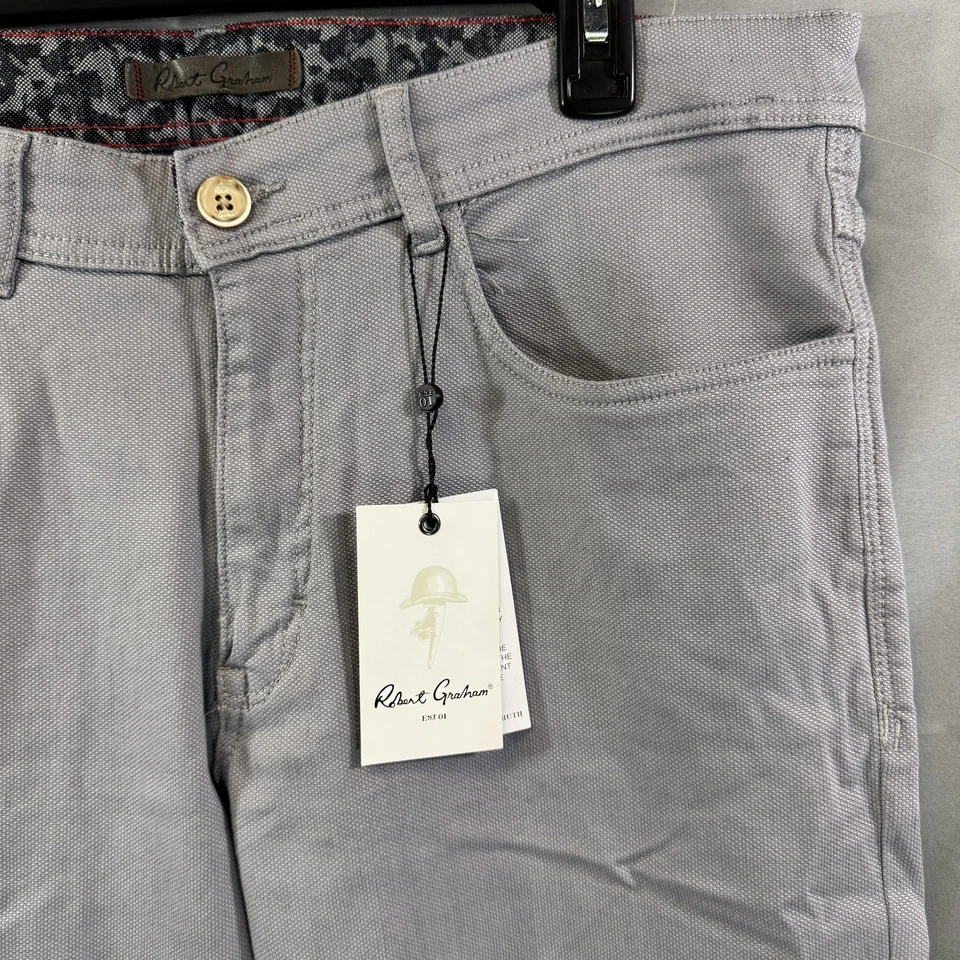 Pantalones Robert Graham Para Hombre 32 Gris Lemont Algodón Elástico Informales Calce Ajustado Nuevos Foto 3 de 4