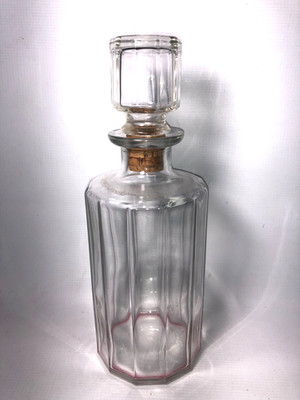 Bormioli Glass Decanter with Stopper Made in Italy 12 Sided