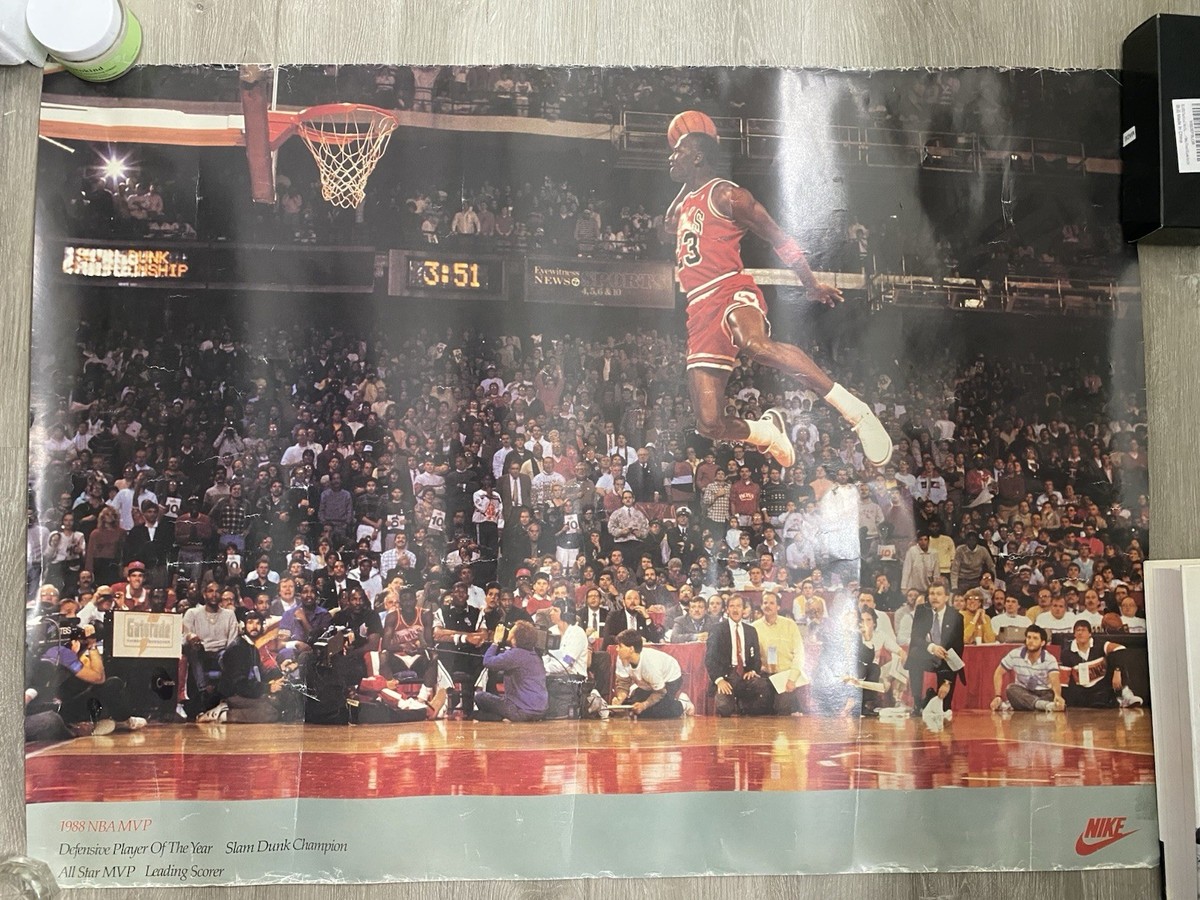 1988 NIKE POSTER CARDS MICHAEL JORDAN NBA MVP SLAM DUNK CHAMPION
