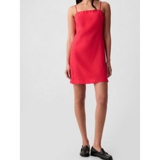 GAP Linen Blend Mini Dress Bright Red Sleeveless Square Neck NWT Size XL