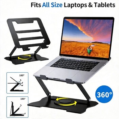 360° Ganzmetall Tragbar Laptop Tablet Ständer Erhöhung Verstellbar Halter für Schreibtisch