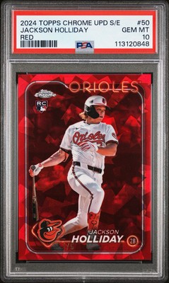 2024 Topps Chrome Update Sapphire JACKSON HOLLIDAY Red Rookie Card 1/5 PSA 10