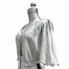 Antique Edwardian 1900s White Cotton Lawn Blouse Shirtwaist Embroidered Crochet