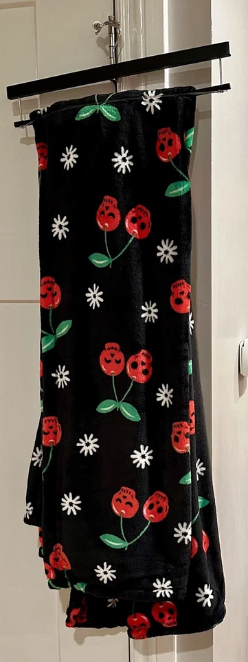 Cobertor de lã de pelúcia de veludo Halloween Summerween Cherry Skull Calavera - Imagem 2 de 4