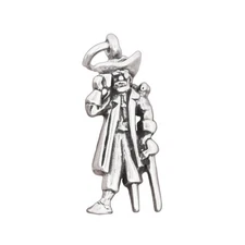 Long John Silver Pirate with Peg Leg Treasure Island 925 Sterling Silver Charm