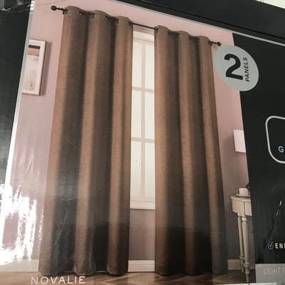 2 Panels City Scapes Blackout Grommet Panel 38 x 84  Brown Room Darkening New 