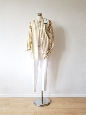 Closed Langarm Stehkragen Bluse beige weiß gestreift Größe L NP   170,00