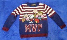 Peanuts Snoopy Charlie Brown Kids Sweater MVP Knit Striped Size 4 Small