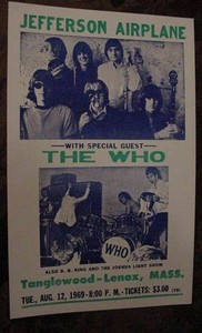VINTAGE JEFFERSON AIRPLANE THE WHO BB King Joshua Light Show60s  CONCERT POSTER