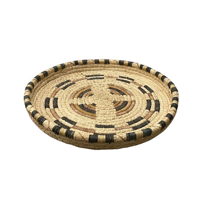 Southwestern Coiled Basket Tray Native American Style Geometric Boho Decor 14''