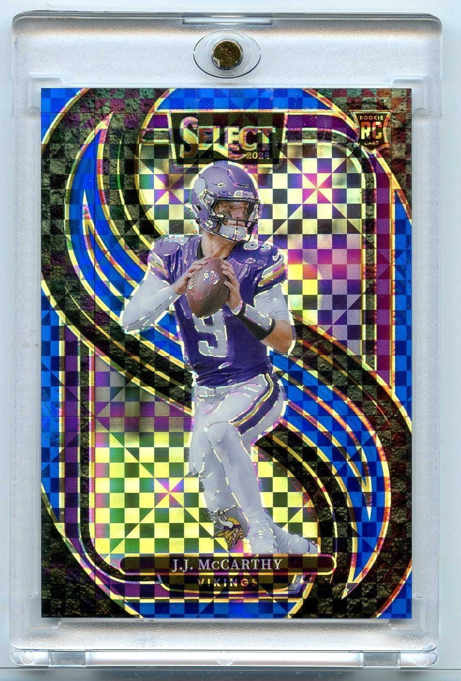 J.J. McCarthy 2024 Panini Select Blue Prizm #134 SN,RC,/175