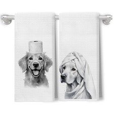 Funny Golden Retriever Hand Towels for Bathroom Decor, Gifts for Golden Retri...