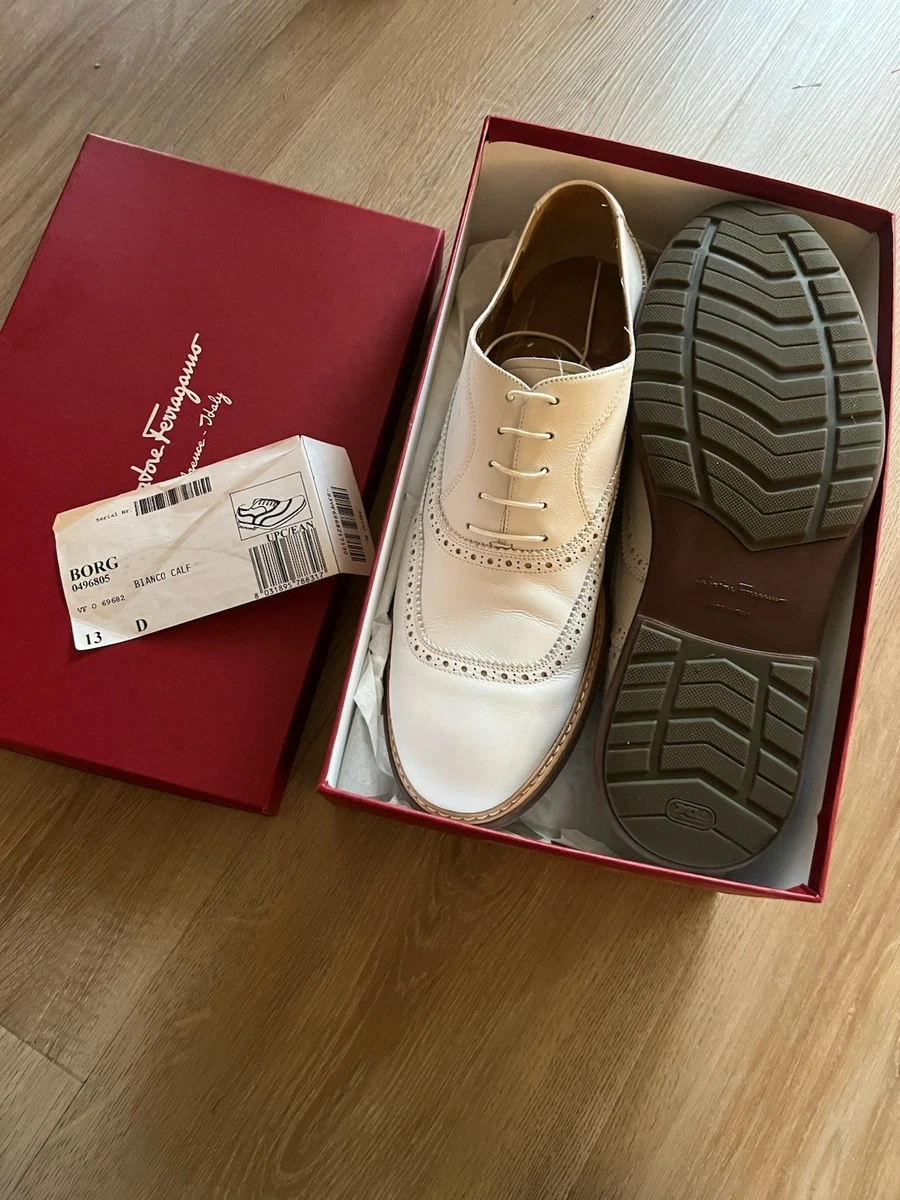 Salvatore Ferragamo White Leather Wingtip Brogues Mens Size 11 Ferragamo Mens Devis Leather Derby Shoes – Bluefly main image 3