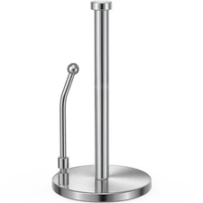 Stainless Steel Paper Towel Holder with Weighted Base and Easy Tear Arm