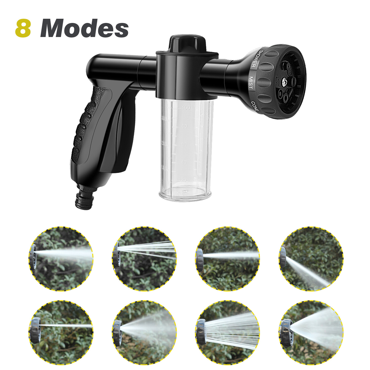 8 in 1 High Pressure Foam Water Gun Sprayer - for Car Wash & Plant Watering