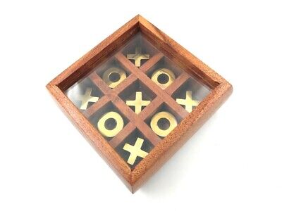 Strategy Tic-Tac-Toe Game With Brass Ornaments In A Wooden Box Gift For  Teacher