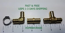 (130) 1/2" PEX CRIMP FITTINGS STAINLESS STEEL CINCH CLAMP (LEAD FREE BRASS)