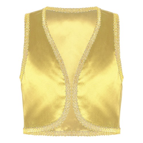 Kids Boys Girl Arabian Prince Costume Open Front Shiny Vest Halloween Cosplay - Picture 42 of 123