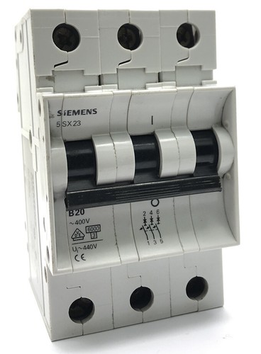 Interruptor circuito Siemens 5SX23 20 amperios tipo B triple polo MCB B20 6 kA - Imagen 2 de 7