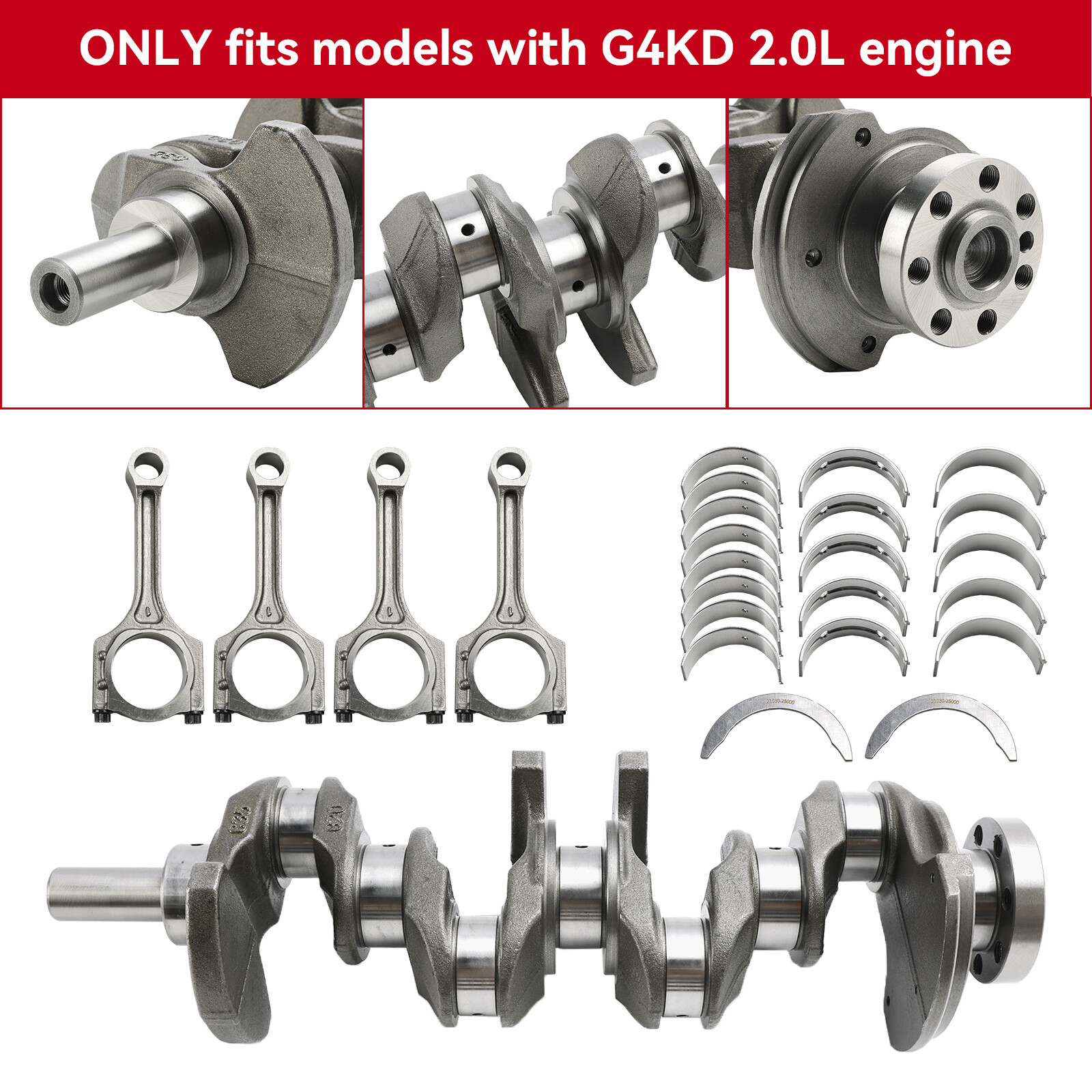 G4KD 2.0L Engine Rebuild Kit with Crankshaft and Con Rod Bearings for Hyundai Kia