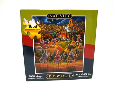 NEW NIB NATIVITY Dowdle Folk Art 300 Piece Puzzle 16''x20''. MADE IN USA