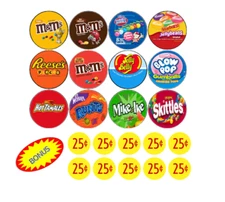 12 Peel Stick  2" Round Bulk Vendstar Vending Labels Sticker Decal BONUS
