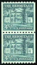 US #1059 4½¢ Hermitage pair, small holes, "XF 90" NH, PSE graded (2018)