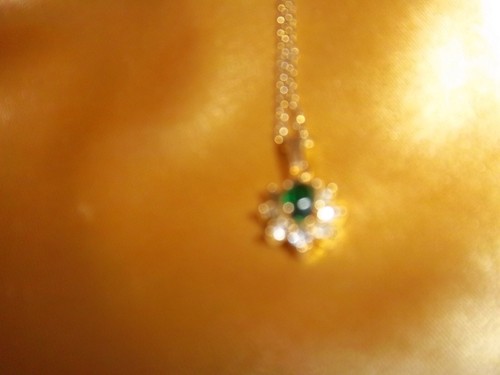 Green Gemstone & Rhinestone Pendant on a Silver 18" Chain in a Rose Gift Box - Picture 5 of 5