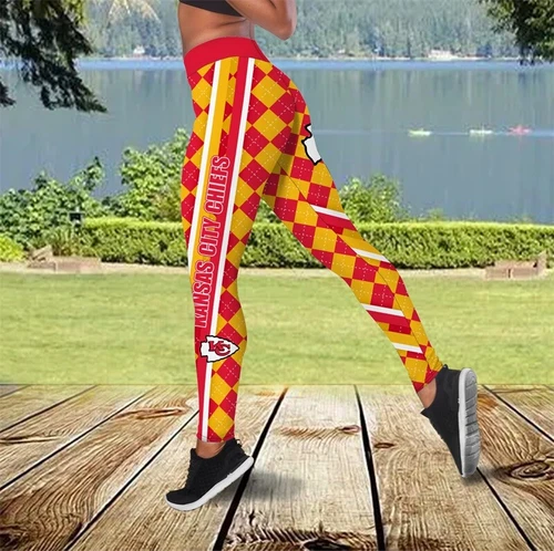 Kansas Chiefs Pattern Yoga Pants, Kansas Chiefs Leggings, Kansas Chiefs Team Football Leggings