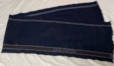 LOUIS VUITTON Logo Scarf Blue Wool Used