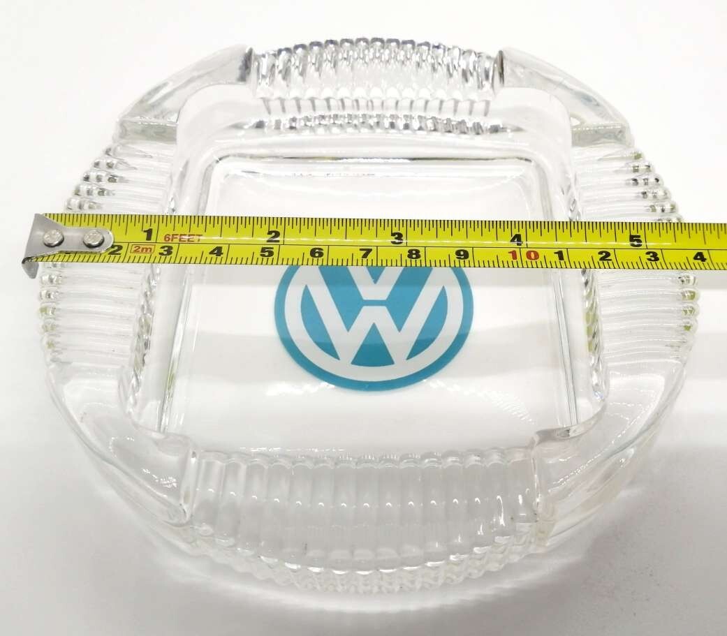 VOLKSWAGEN VW Logo Ashtray clear glass Collectible RARE