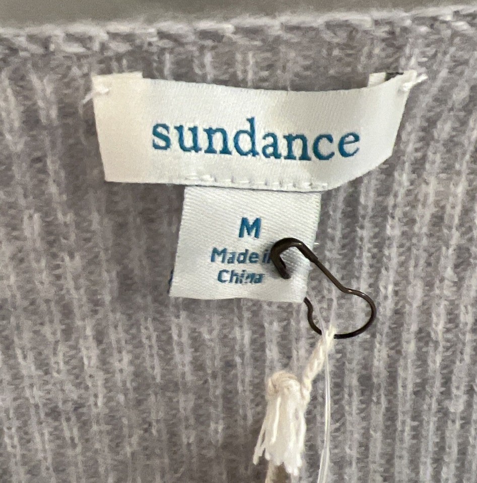NWT Sundance Catalog Gray V Neck “Rowan Cashmere Sweater” Size M 218