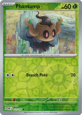 Phantump Pokemon S/V Obsidian Flames 011/197 Reverse Holo Common TCG NM