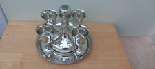  Wentworth  Sheffield Ships Decanter with 4 x Large Bell Goblets and round Tray 