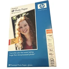 Premium HP Photo Paper Glossy 4" x 6" New Sealed Inkjet 60 Sheets 10mil