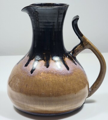 Vintage Australian Studo Art Pottery Jug By Hugh Lucas. Purple Brown Glaze.
