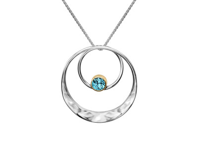 E L Designs Ed Levin 18'' 925 Sterling Silver & 14Kt Juliet 2Tone Pendant Circles