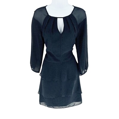 Ann Taylor Dress Womens 4 Blue Navy White Polka Dot Long Sleeve Tiered Ruffle | eBay Ann Taylor Dress Womens 4 Blue Navy White Polka Dot Long Sleeve Tiered Ruffle | eBay