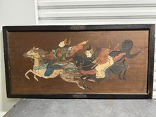 VINTAGE Framed Japanese Shrine Ema From Heian? Period Painted On Wood 43”x21.5