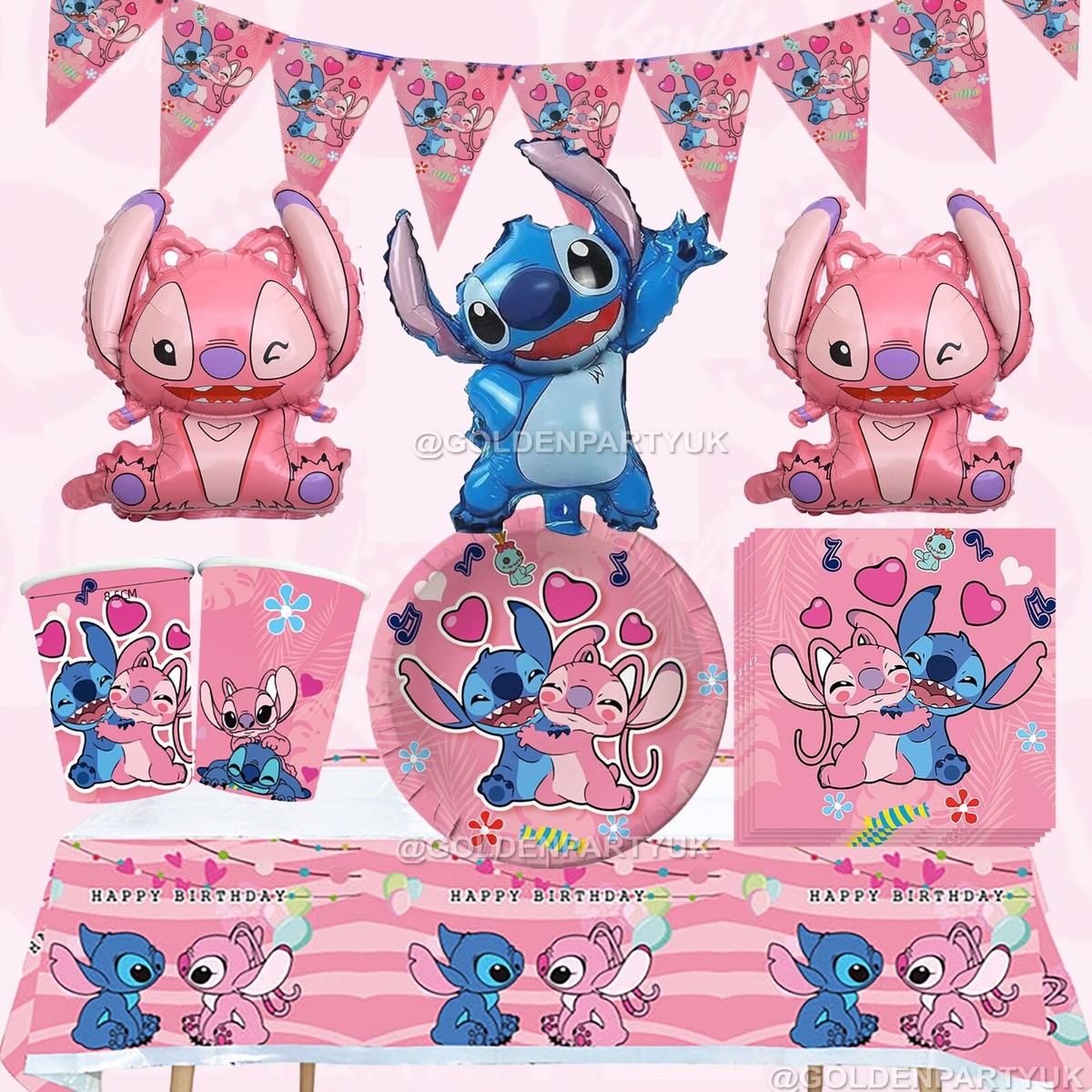 Inflated Pink Lilo and Stitch Birthday Ballon Decorations for Kids