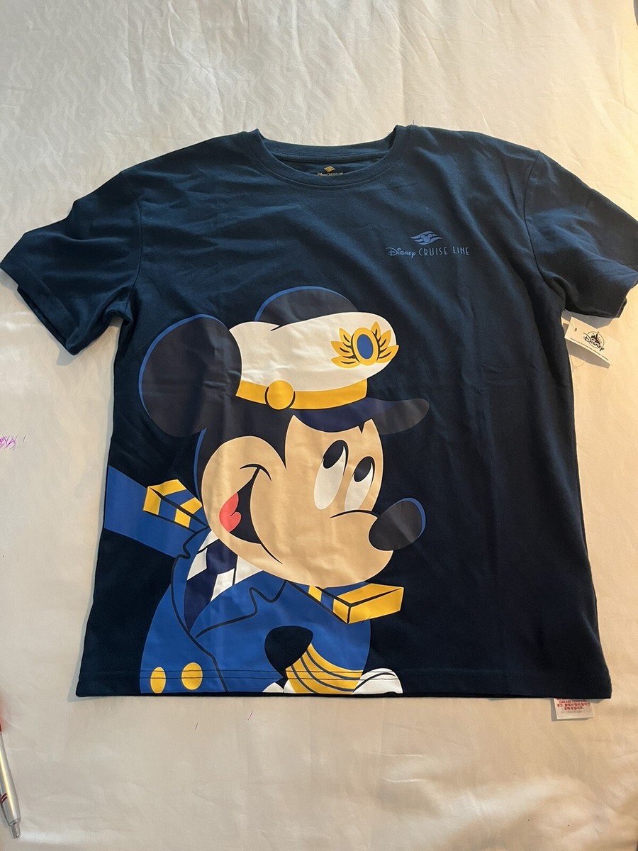 Disney Cruise Line Mickey Mouse Logo Captain Blue T-Shirt Size