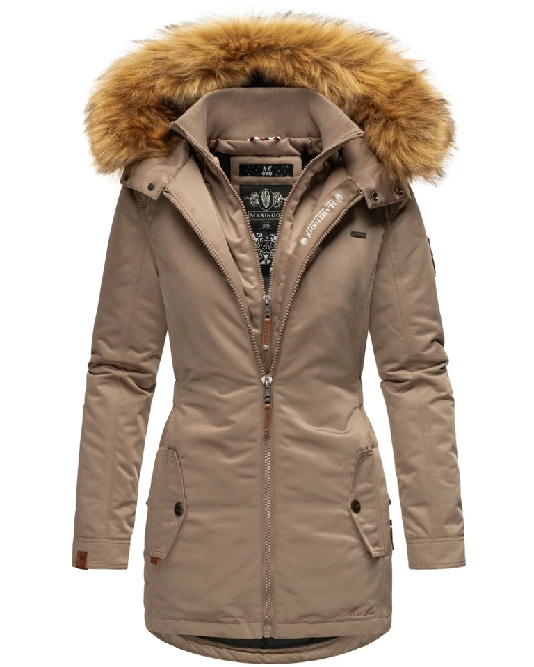 Marikoo Damen Winter Jacke Parka Winterjacke Kunstfell gefüttert Kapuze Sanakoo - Bild 2 von 4