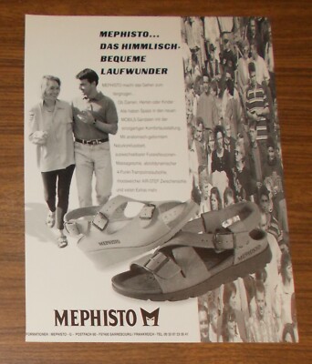 Seltene Werbung vintage MEPHISTO MOBILS Sandalen - Bequeme Laufwunder 1996