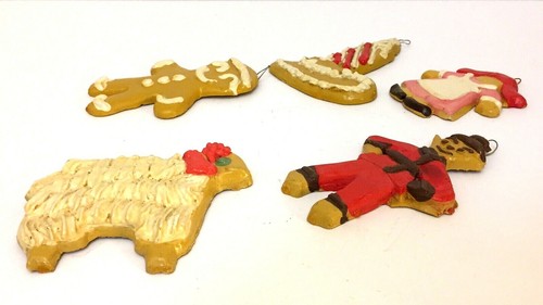 Set of 5 Vintage Ceramic Cookie Hand Made Christmas Ornaments - Picture 10 of 10
