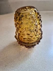 Vintage Amber Hobnail Fairy Lamp Glass Candle Holder Retro Mid-Century 4.5in