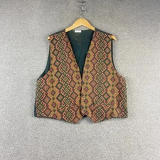 ÖNDER Vest Waistcoat Sz 3 Boho Ethnic Print Wool Look Lined Vintage Womens