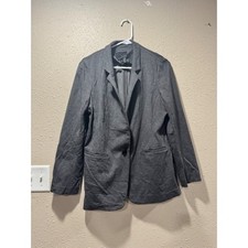 Banana Republic Womens Gray Knit Blazer Single Button Jacket Size 10 Charcoal